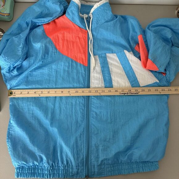 Vintage Blair 90s Windbreaker Jacket M Blue Orange Neon Full Zip Gorpcore 80s - Picture 9 of 12